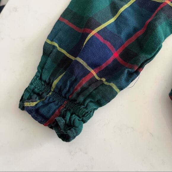 Mayoral Girls Green Tartan Plaid Ruffle Front Studded Button Up Shirt Size 8/9 - Picture 5 of 7